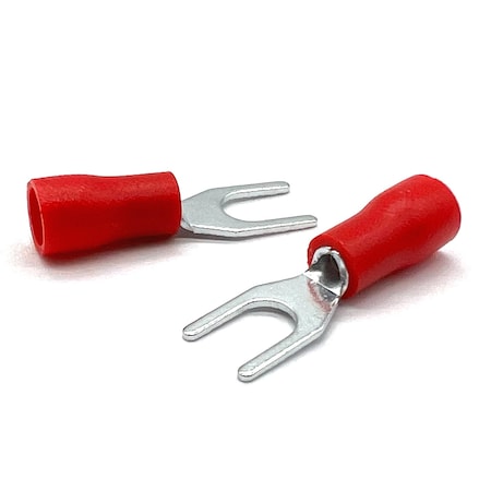 Boltsandnuts.Com Fork Terminal, 16 AWG, 600 V, PVC, Vinyl Insulated, Red, 100 PK EL-2216-FORK10-VR-100